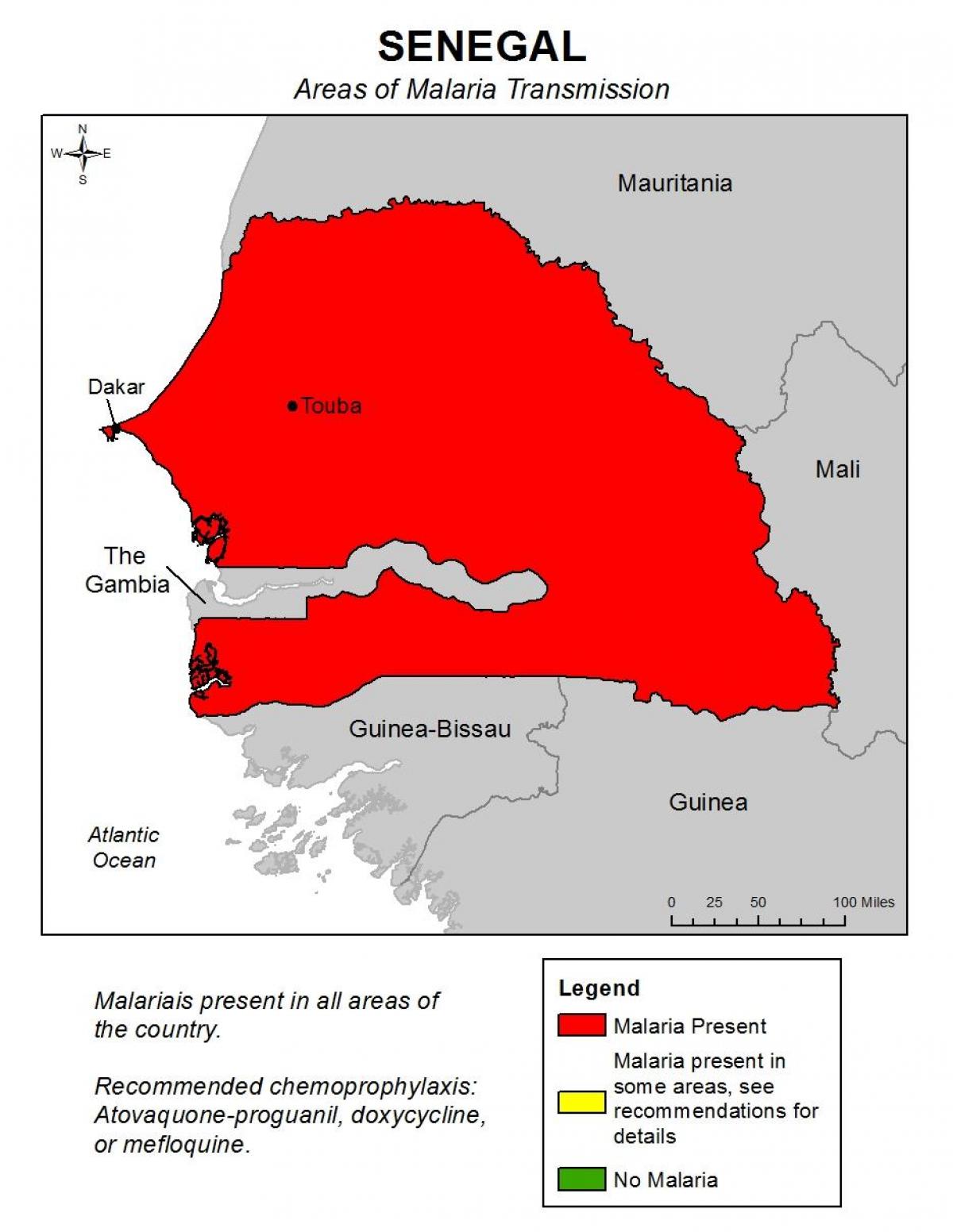kat jeyografik nan Senegal malarya