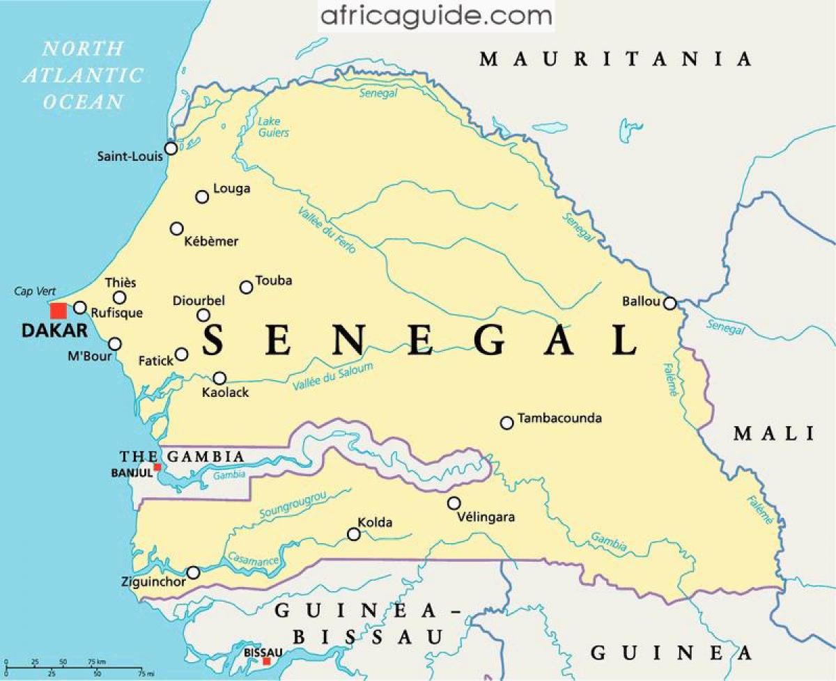 Senegal larivyè lefrat di sid kat jeyografik